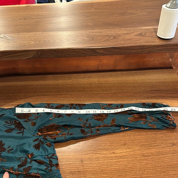 Blue and Brown Floral Maxi Dress with Bishop Sleeve - Picture 9 of 10